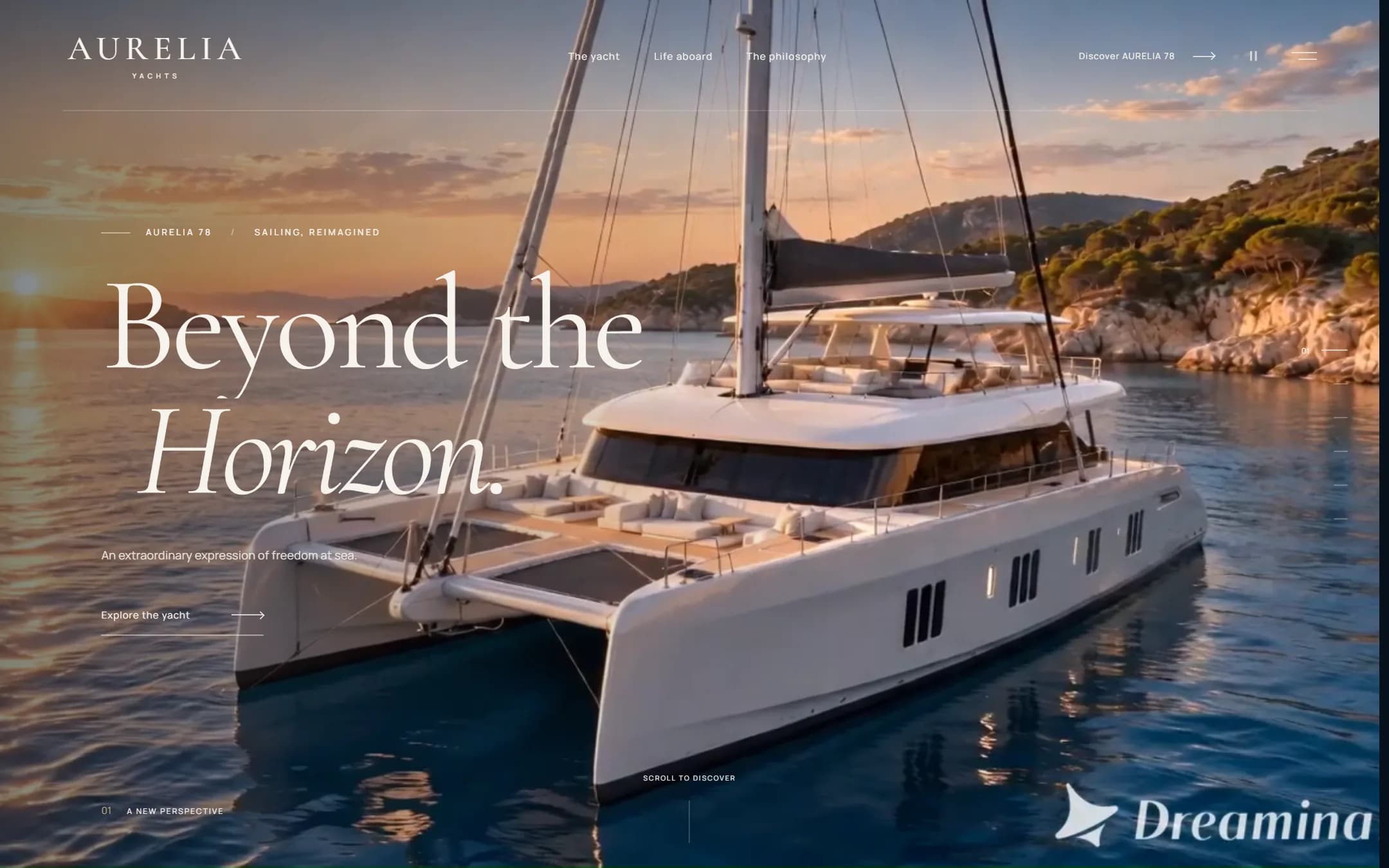 Aurelia Yachts homepage, desktop