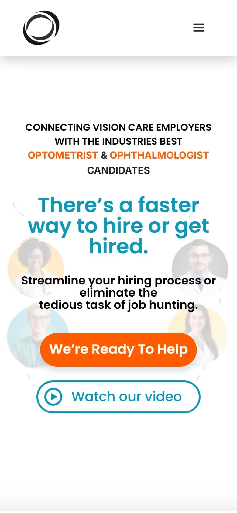 Eye to Eye Careers homepage, mobile