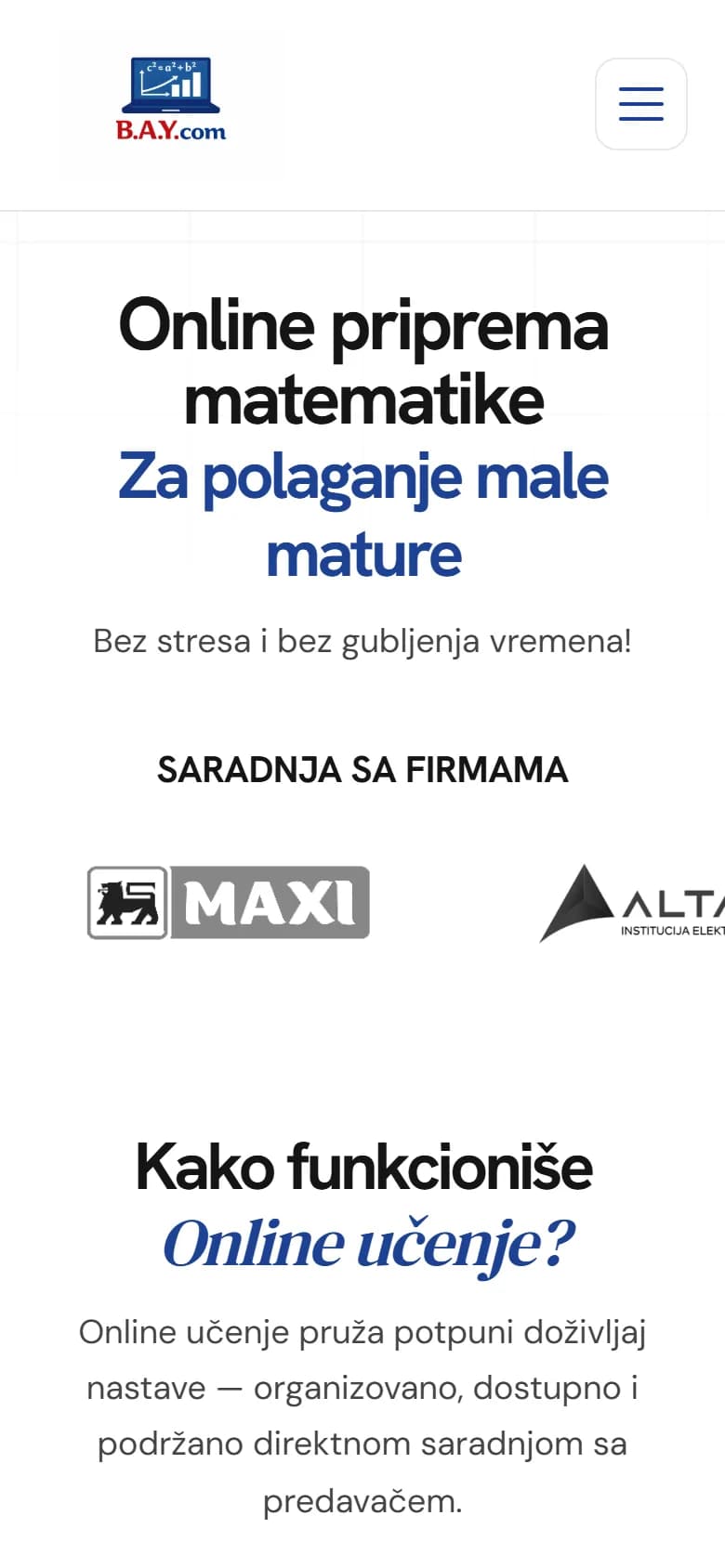 PripremaPrijemni homepage, mobile